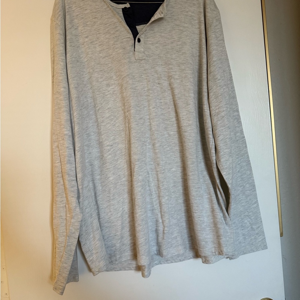Classic Light Gray Long Sleeve Henley Shirt